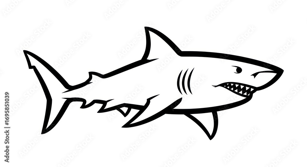 Obraz premium Shark side view illustration