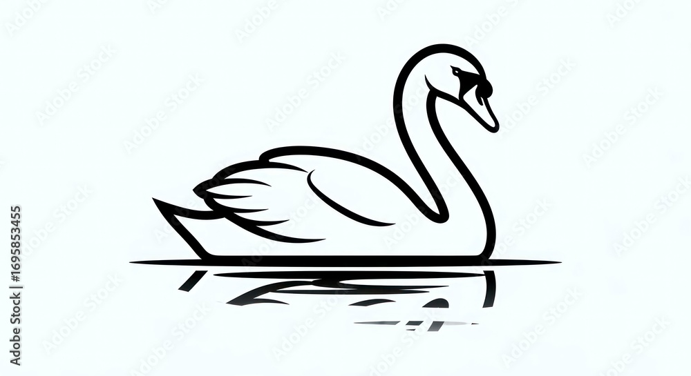 Fototapeta premium Swan silhouette on water