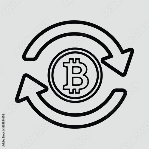 Silhouette Bitcoin exchange icon crypto currency vector illustrator
