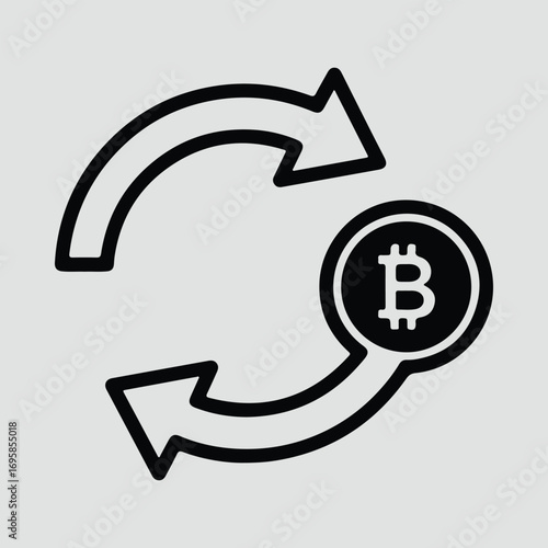 Silhouette Bitcoin exchange symbol simple style vector illustrator