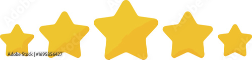 Five yellow stars arranged in a row on a white background
