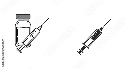 medical vial and syringe illustration showing vaccine preparation