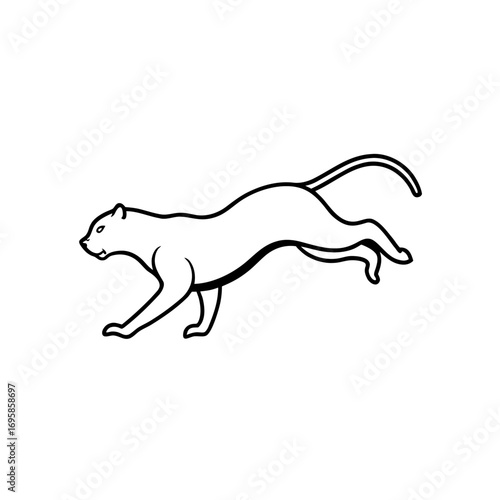 Outlined panther leaping forward gracefully
