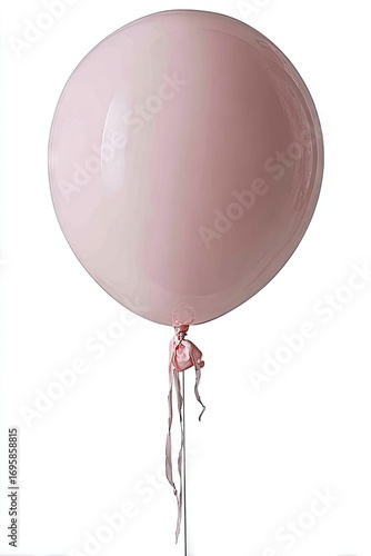 Single large, light pink balloon on white background