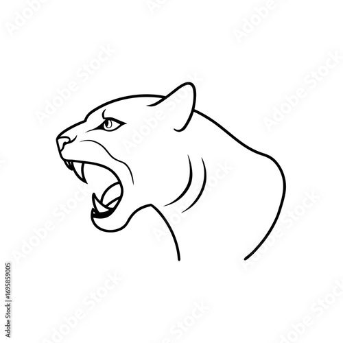 Outline drawing of a snarling wildcat head