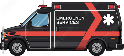 Emergency Services Ambulance Vehicle with Star of Life Symbol for Urgent Medical Care