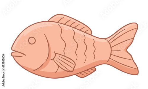 Cartoon illustration of a fish with fins and a tail.
