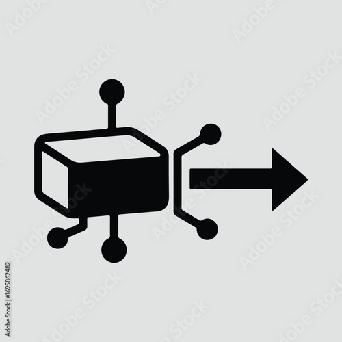 Silhouette of a router connected to a network vector illustrator