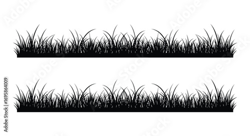 silhouettes of grass blades forming natural borders