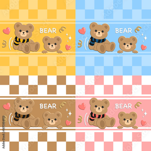 seamless pattern with bear , fabric pattern, gift wrapping paper, pillowcase, blanket pattern, phone case, notebook cover pattern 