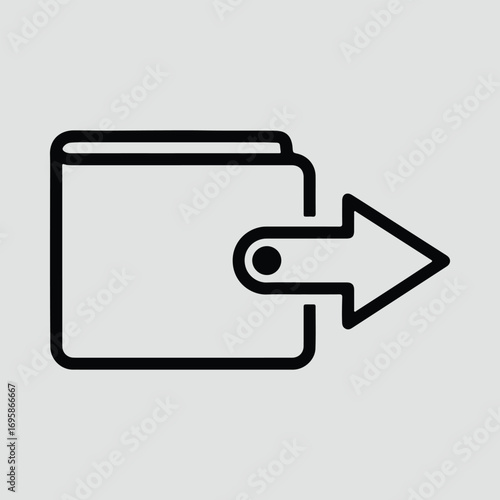 Silhouette wallet with outgoing arrow icon vector illustrator