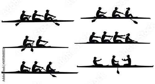 rowing technique demonstrated through various stages of motion