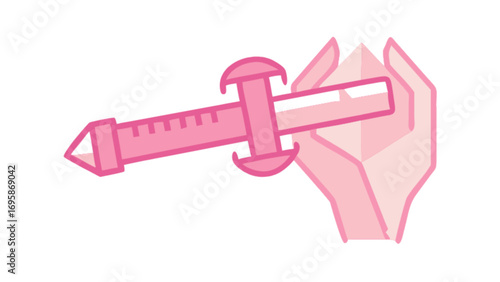 Pink gemstone held in hand illustration for jewelry design and crafting projects