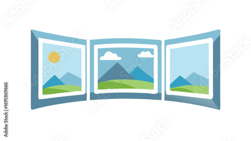 Landscape pictures in frames vector illustration art gallery wall decor design