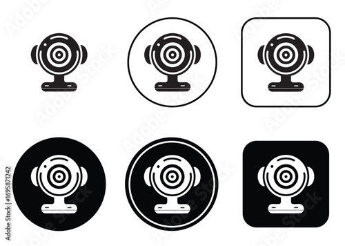 Webcam Icon Set, Round and Square Icon Variants Pack