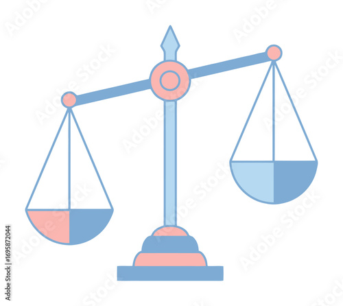 Libra Scales - Pastel Pink & Blue - Minimalist Vector
