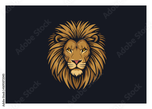 Minimalist Lion Face with Sunburst Mane