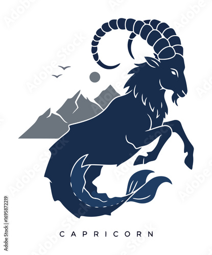 Capricorn Sea-Goat Minimalist Vector