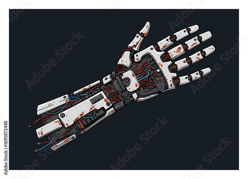 Biomechanical Hand Vector - Glowing Circuits