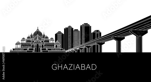 Ghaziabad Skyline with India Cityscape Vector.