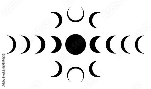 Moon Phases Circle - Minimalist Vector