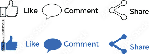 Like, Comment, Share Icons - Social Media Engagement Symbols for Web Design and Marketing Collateral