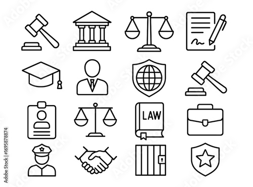 Law and Justice Line Icons Collection_simple_compose