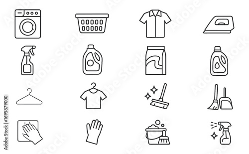 Laundry and Cleaning Line Icons_simple_compose