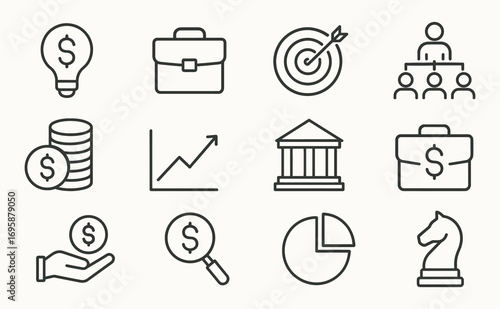 Business and Finance Line Icons – Strategy and Investment