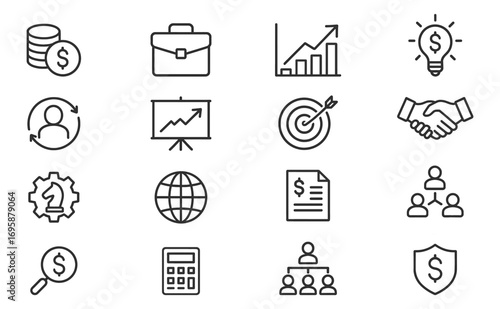 Business and Finance Line Icons – Strategy and Investment