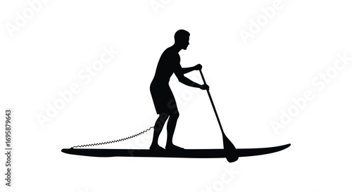 a man paddling on stand up paddleboard silhouette