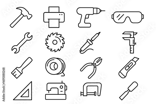 Repair Tools Icons Set – Construction, Workshop and DIY Equipment