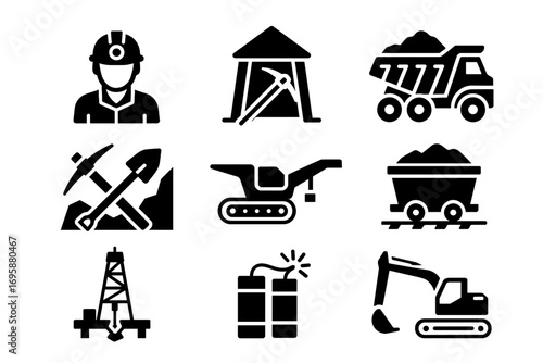 Mining Industry and Heavy Machinery Icons_simple_compose