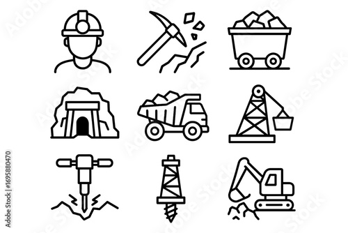 Mining and Construction Equipment Icons_simple_compose