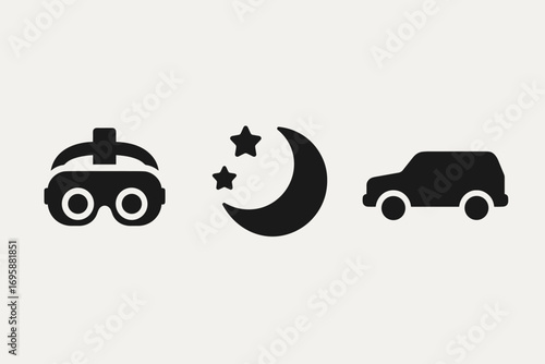 Military Operation Icons Set – Soldier, Vehicle, Night Vision and Recon