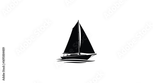 a sailboat gliding smoothly across calm waters under clear skies