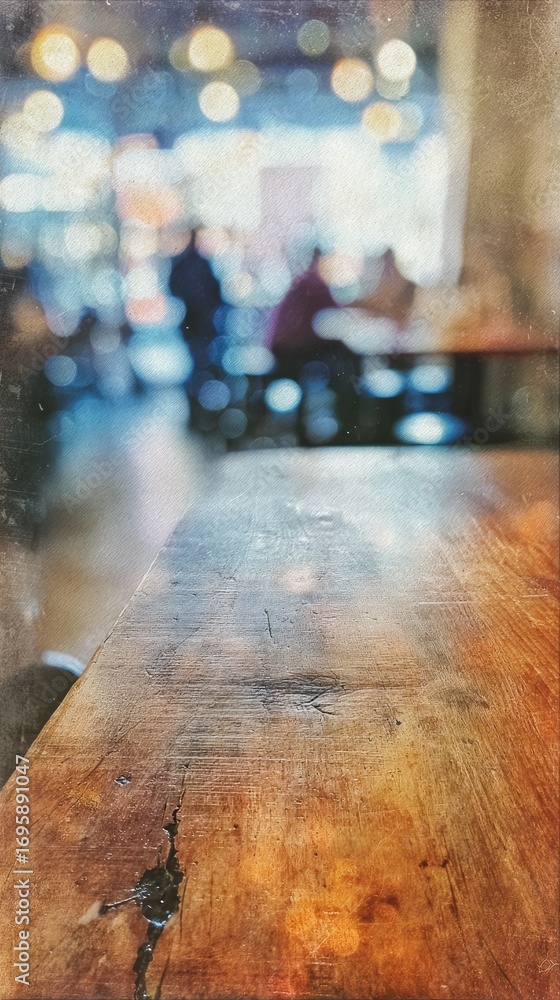 Obraz premium Blurred City Night View From Rain-Stained Window