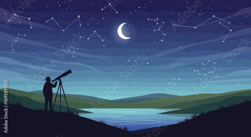 Contemplative Silhouette Under a Vast Starry Night