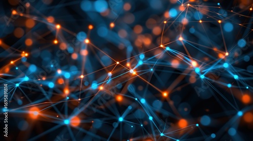 High-Resolution Abstract Network Connections Background with Blurred Nodes