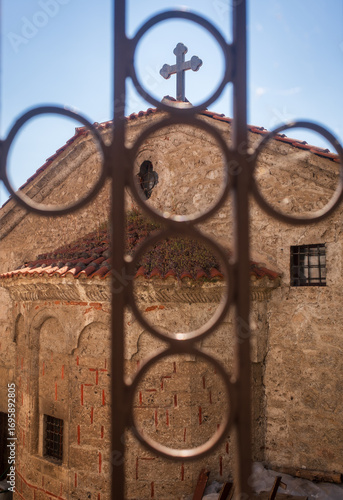 One of the churches in Ohrid with the cross figure on its door