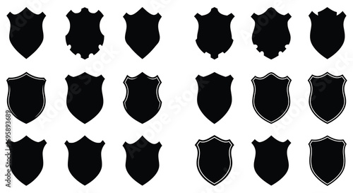 various shield designs displayed in neat rows and columns