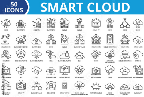 Smart cloud icon set collection vector illustration