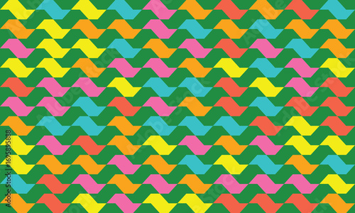 Tropical São Paulo Sidewalk Pattern Design with Forest Green Background