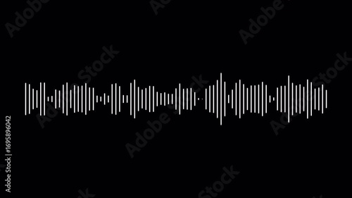 lines audio wave visualisation with transparent background, audio sound waveform spectrum animation, line digital minimalist sound wave animation with alpha channel.