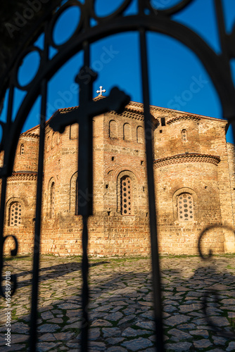 The cross on the door and dome of the Hagia Sophia Church