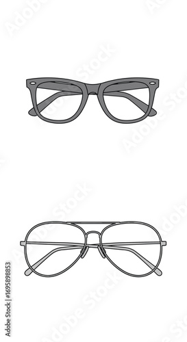 Classic retro eyeglasses and modern aviator style prescription glasses frames