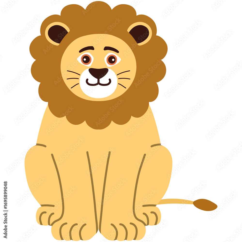 Obraz premium cartoon illustration of a sitting lion 