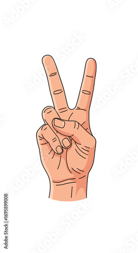 The symbolic gesture of two fingers held up for peace and victory