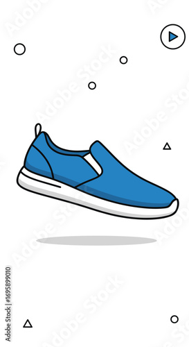 Simple blue slip on athletic casual everyday comfort shoe