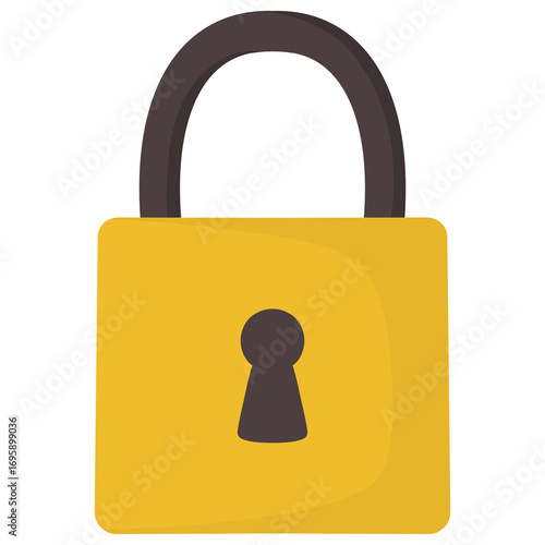 Yellow lock cartoon illustration 